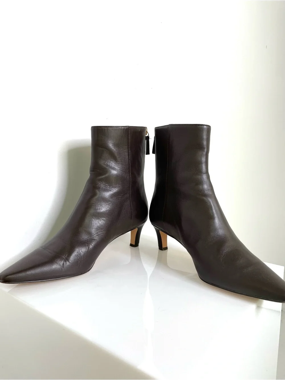 Shoes | Kitten Heel Boots | J. Crew Dark Brown Classic Pointed Toe | Minimalist